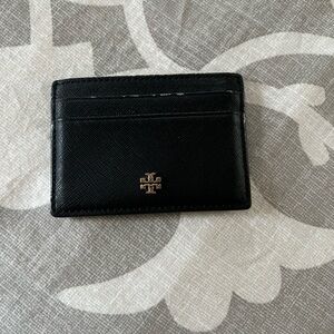 Tory Burch Black Card Holder with Gold Logo